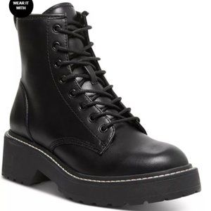 Madden Girl Carra Lace-Up Lug Sole Combat Boots Size 8